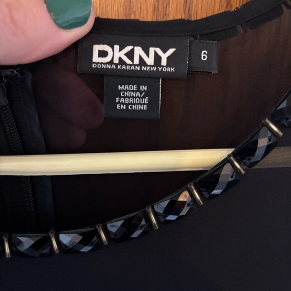 DKNY Black Long Sleeve Feather Dress - Picture 3 of 7